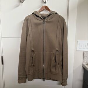 Helmut Lang Men's Beige Bondage Zip-up hoodie